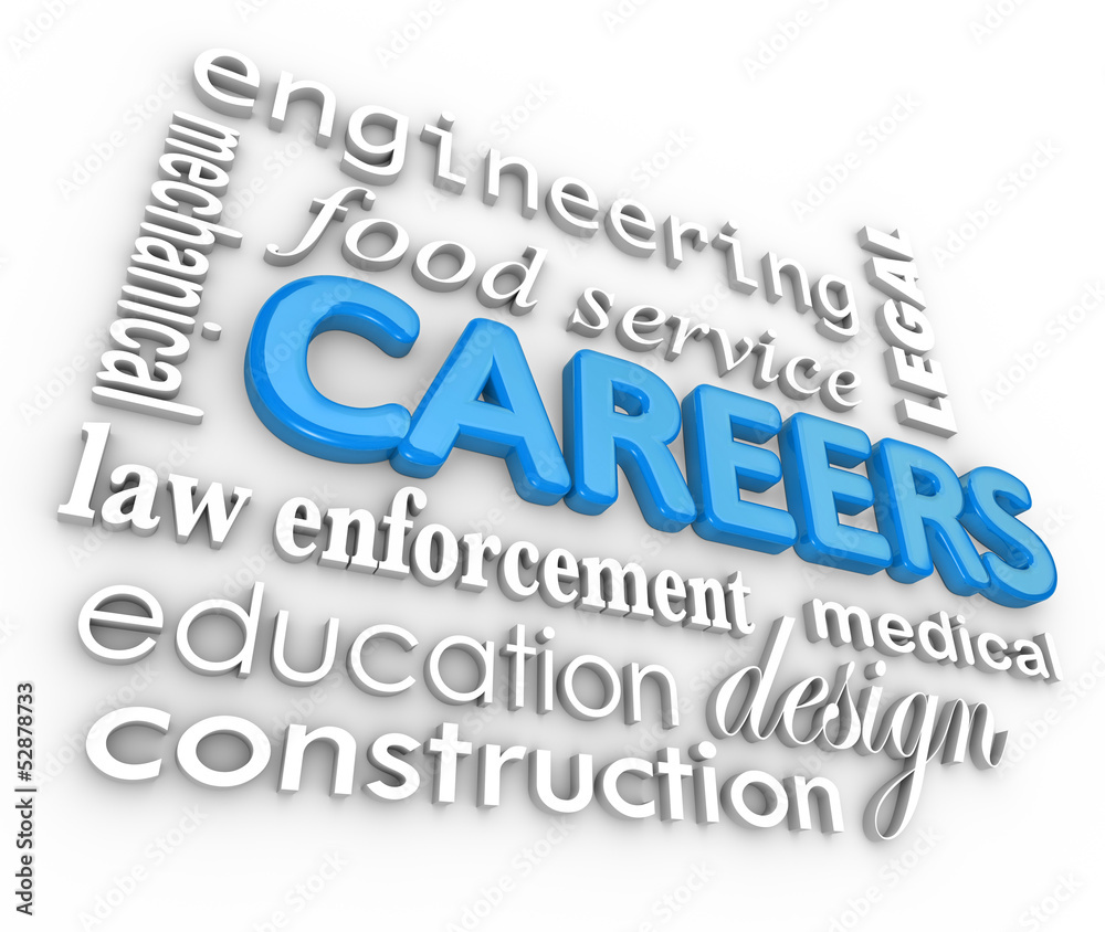 Careers Word Background Jobs 3d Choose Profession Careers Word Background Jobs 3d Choose Profession