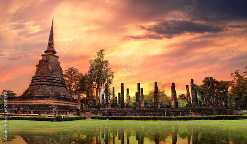 Canvas Print Sukhothai historical park, the old town of Thailand
