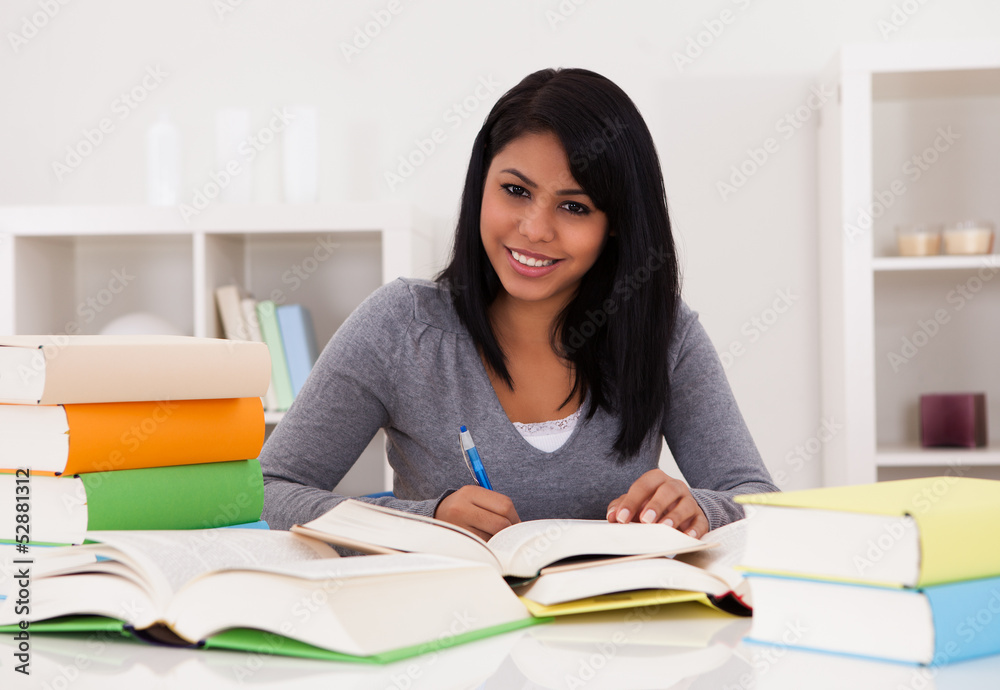 Portrait Of Young Woman Studying Portrait Of Young Woman Studying