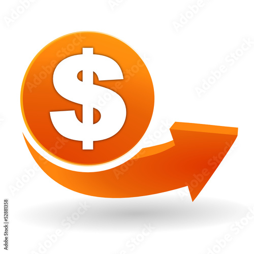 dollars sur bouton web orange