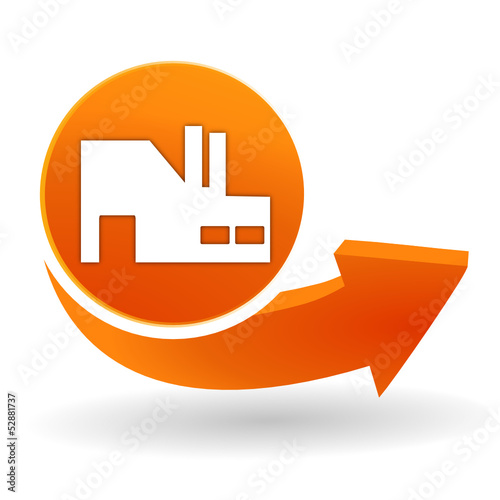 usine sur bouton web orange