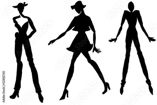 silhouettes of moving women