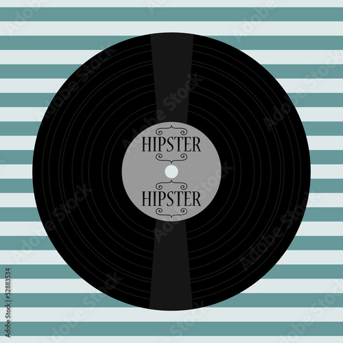 Hipster card with vinyl record