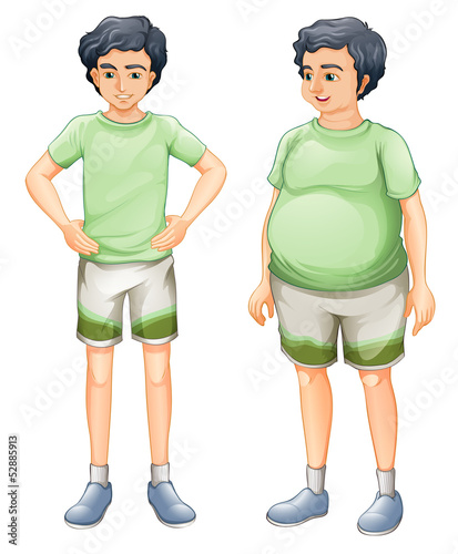 Two boys with same shirt but of different body sizes