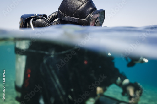 scuba diver with Tech re-breather