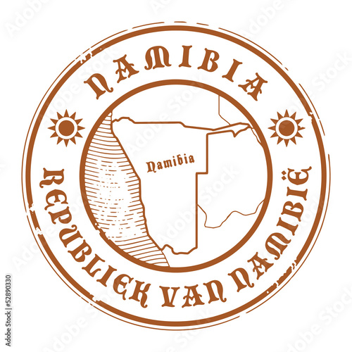 Grunge rubber stamp with the name and map of Namibia, vector