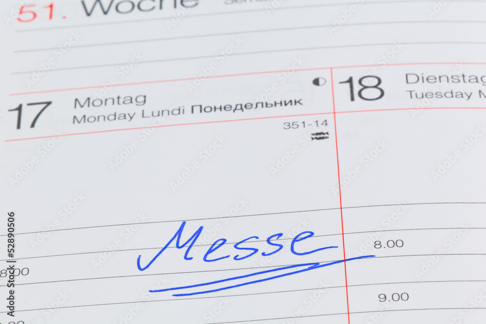 Eintrag im Kalender: Messe Eintrag im Kalender: Messe