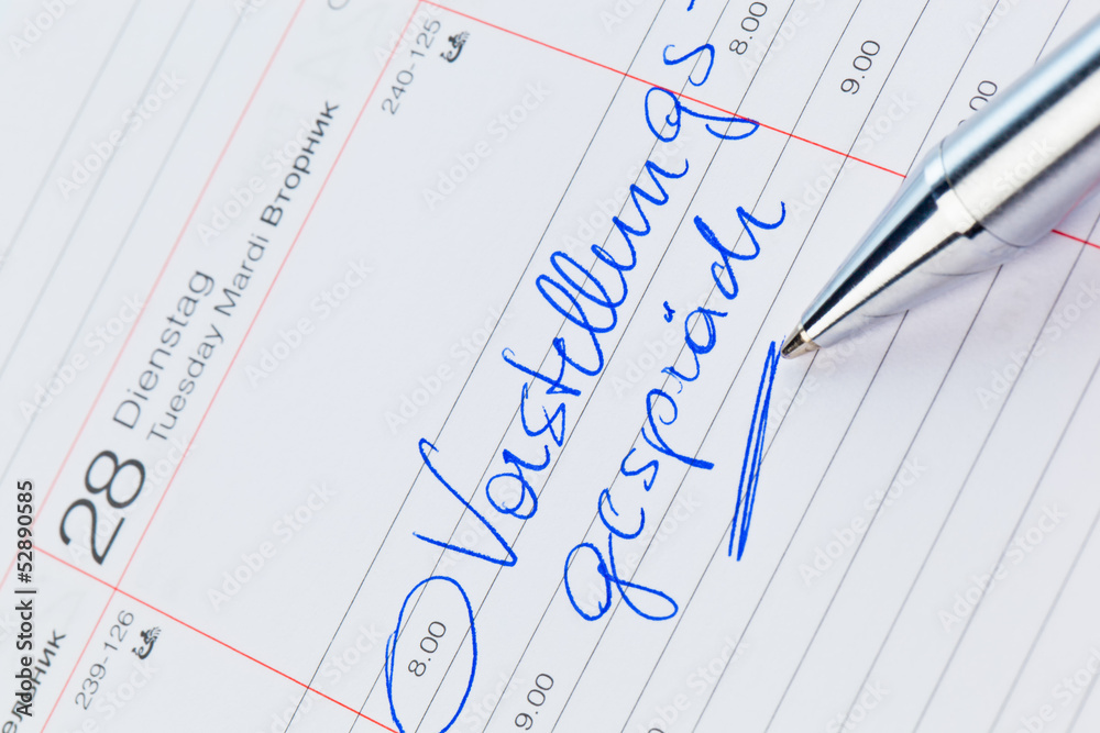 Kalendereintrag Vorstellungsgespräch Kalendereintrag Vorstellungsgespräch
