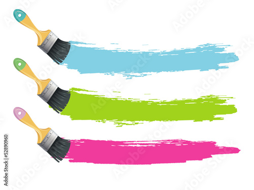 Paint brushes with color splashes