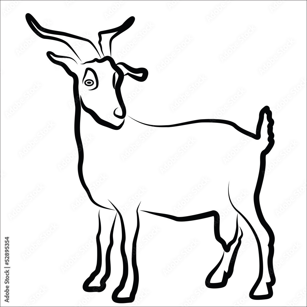 Goat silhouette isolated on white