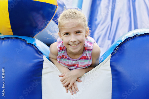 Obraz na płótnie Delighted girl on roller coaster w salonie