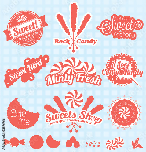 Vector Set: Retro Candy Shop Labels and Icons