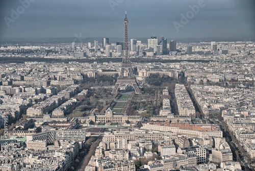 Paris. Aerial view of famous Eiffel Tower. La Tour Eiffel