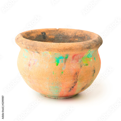 Ceramic pot isolated on white background © maglara