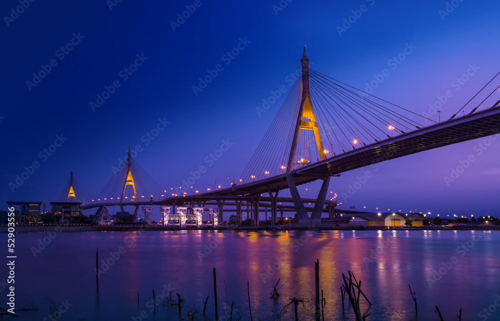 Traffic in modern city at night, Bangkok, Thailand