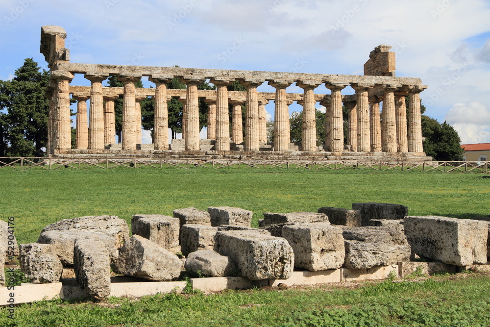 ruins of Greek temple of Paestum, Southern Italy