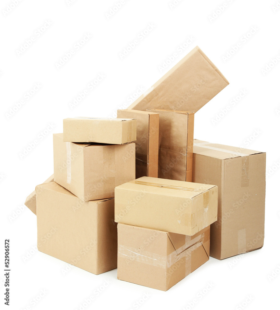 Different cardboard boxes isolated on white Different cardboard boxes isolated on white