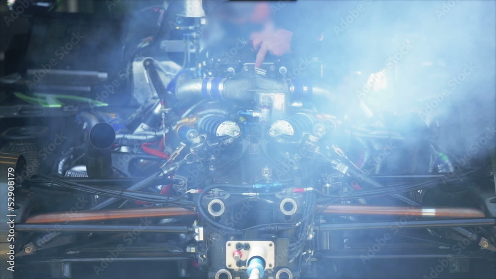 Testing engine before car race Testing engine before car race