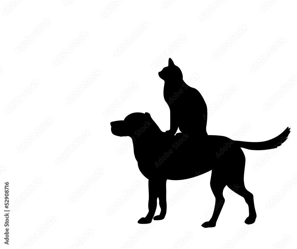 dog and cat silhouette...