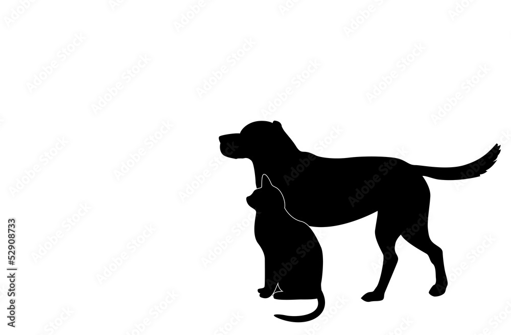 dog and cat silhouette..