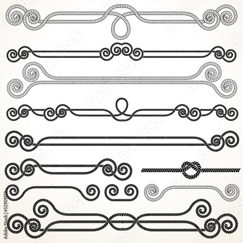 Rope Ornaments. Decorative Design Elements.