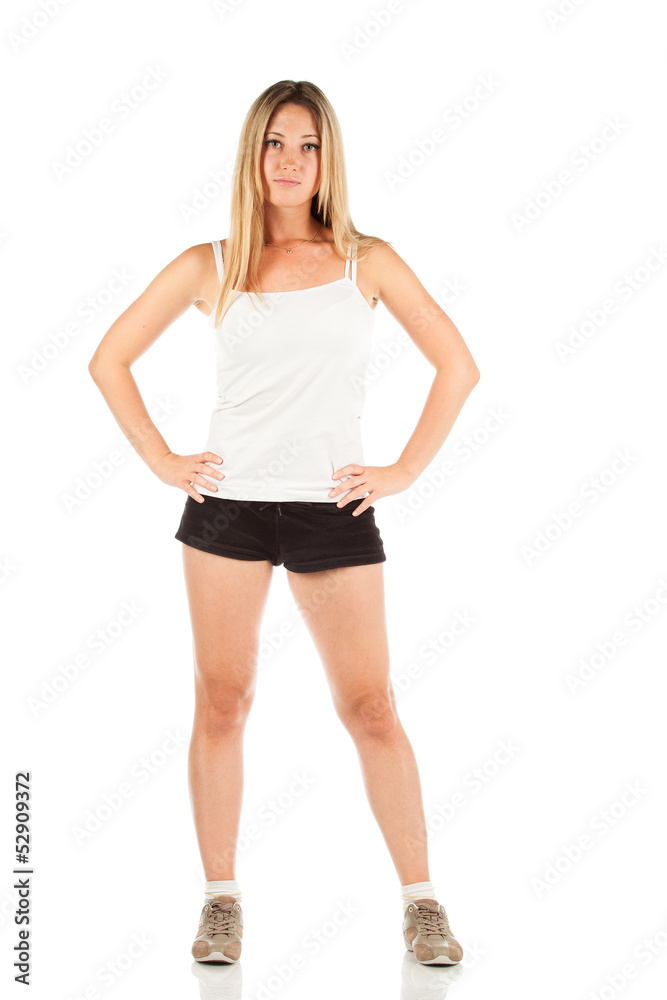 Fototapeta premium woman in sports clothes isolated on white