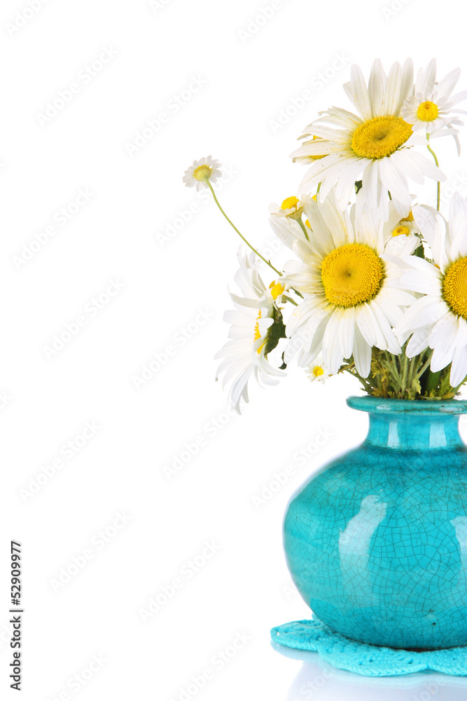 custom made wallpaper toronto digitalBeautiful bouquet chamomiles in vase isolated on white