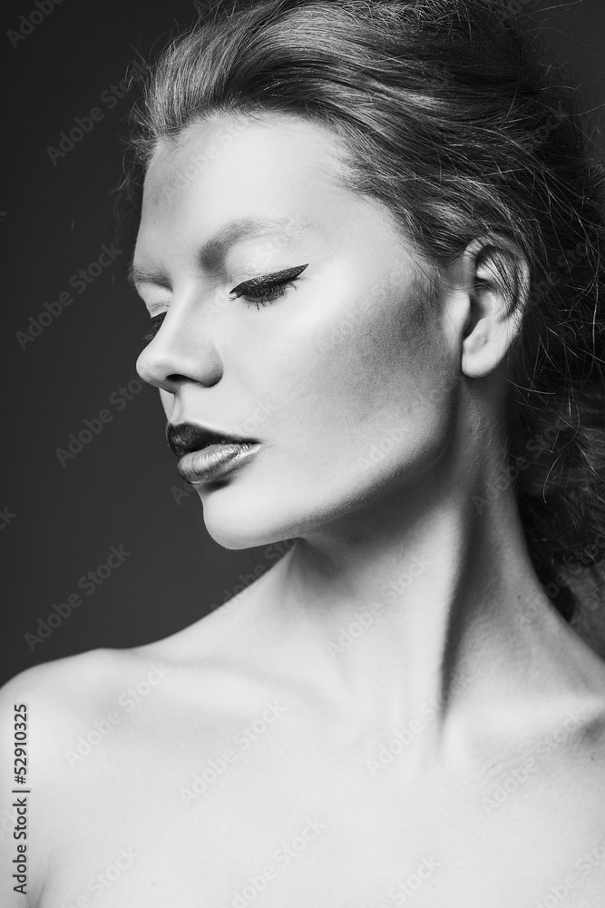 black and white portrait of young sexual woman black and white portrait of young sexual woman