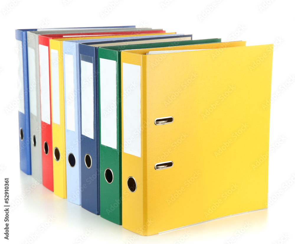 Bright office folders isolated on white Bright office folders isolated on white