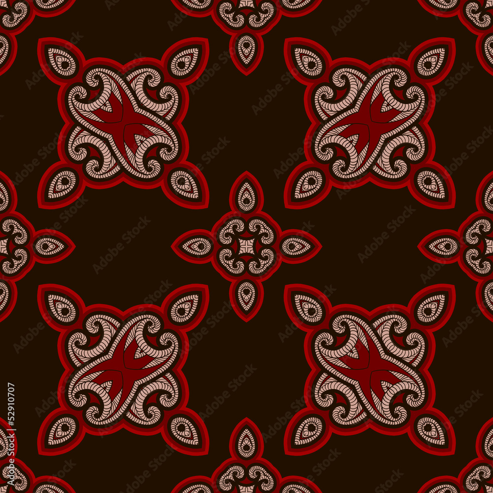 Patterned floor tile in oriental style in red and black colors Patterned floor tile in oriental style in red and black colors