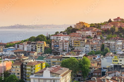 Photography Aerial Landscape view of housing from Bosphorus bridge in Istanb