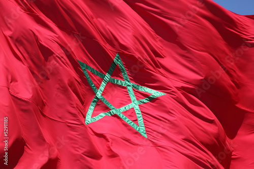 Konstfotografi Closeup of the moroccan flag waving in the wind