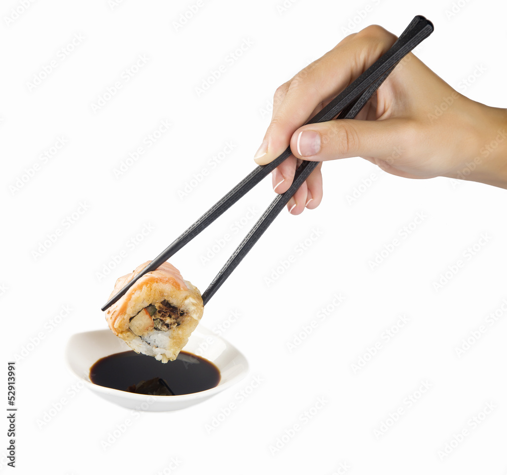 Sushi (California Roll) on a white background Sushi (California Roll) on a white background