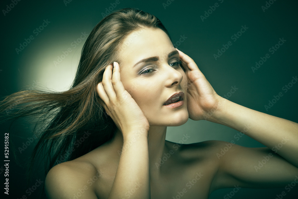 Sensual woman with beautiful long brown hairs Sensual woman with beautiful long brown hairs