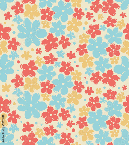 Seamless retro texture with flowers