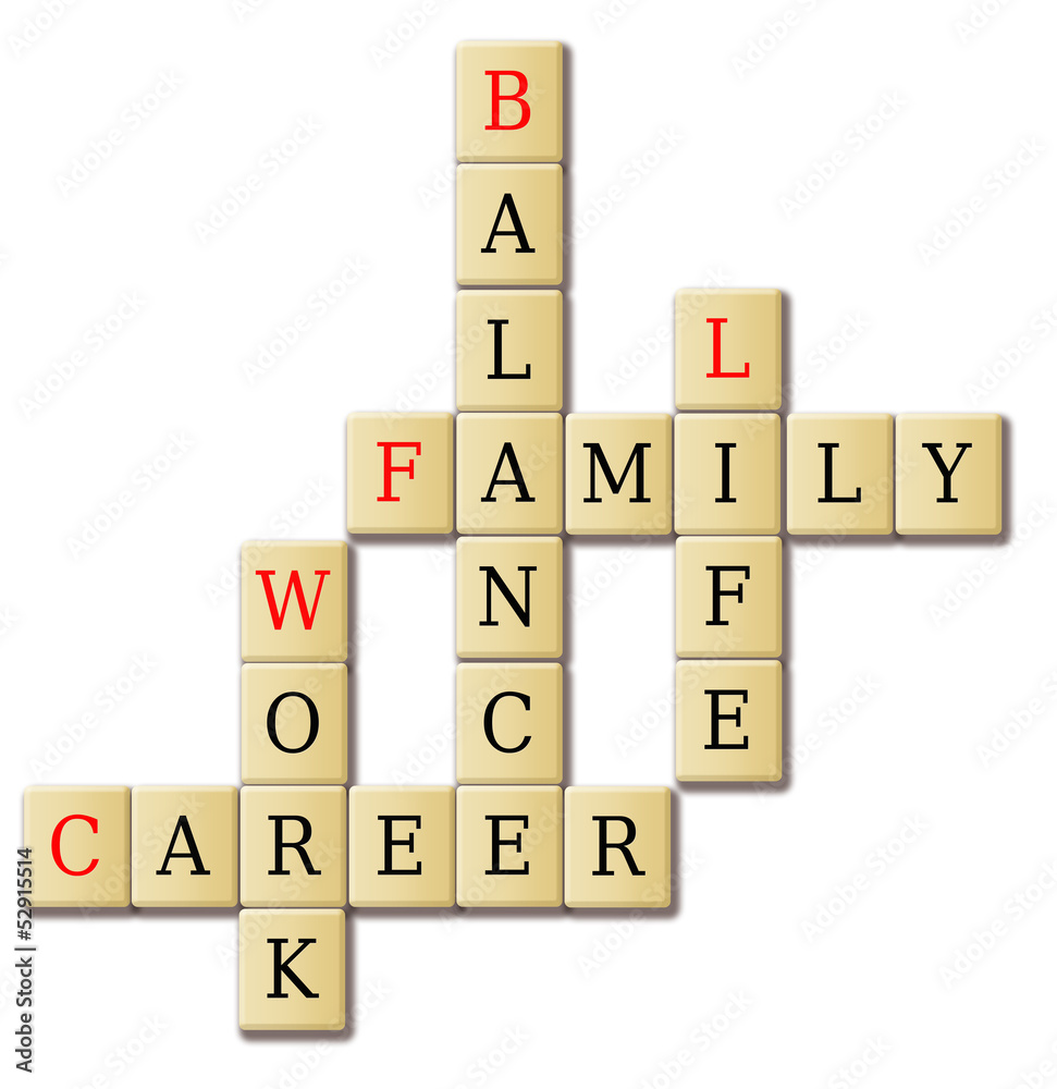 Crossword of balancing work and life concept Crossword of balancing work and life concept