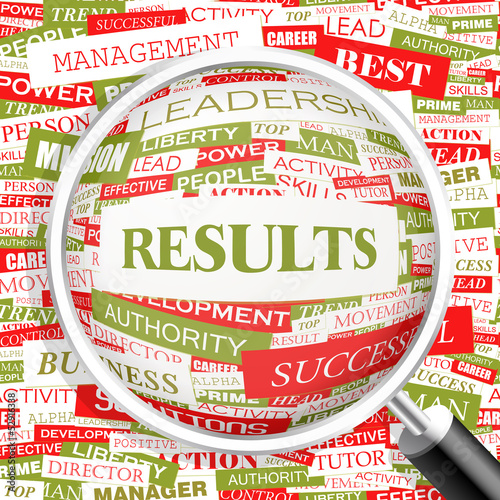 RESULTS. Word cloud concept illustration.  