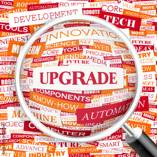 UPGRADE. Word cloud concept illustration.  