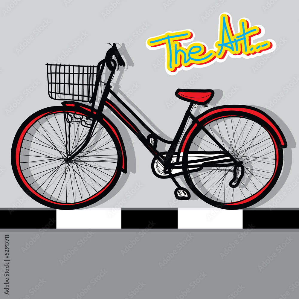 Fototapeta premium Bicycle - Hand drawn and color background