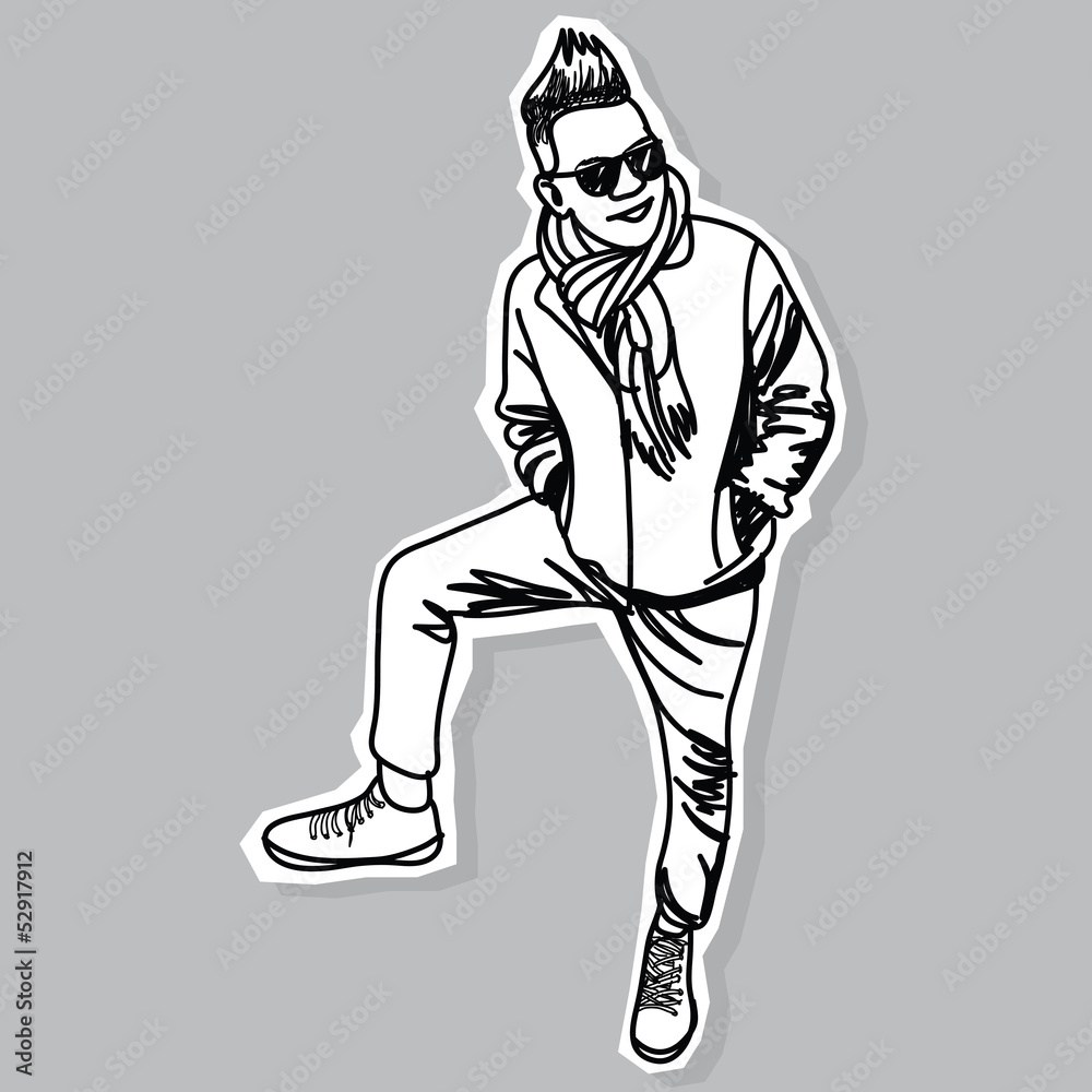 Young Man - Hand Drawn Young Man - Hand Drawn