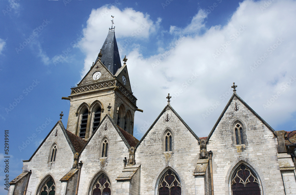 Fototapeta premium Medieval parish church in Champagne, France.
