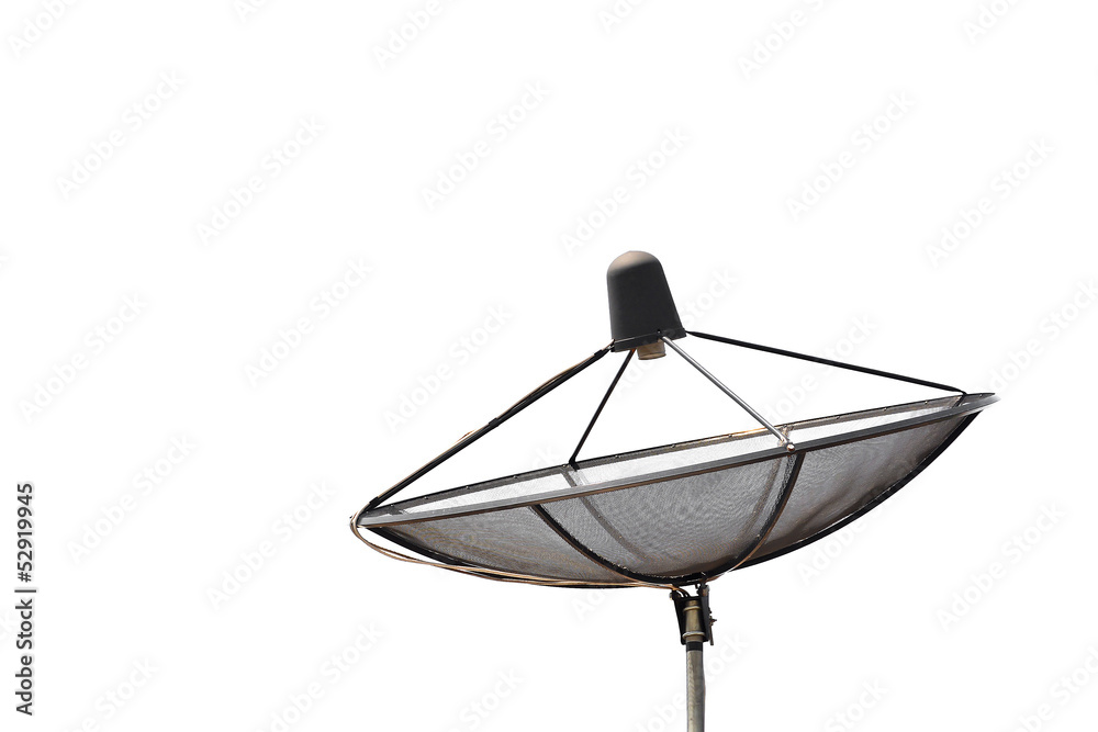 Satellite communication disk on white background