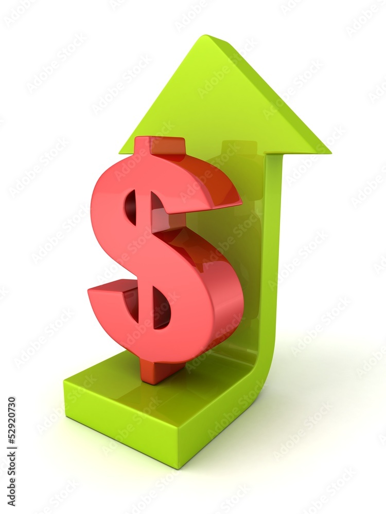 red dollar symbol with growing up green arrow red dollar symbol with growing up green arrow