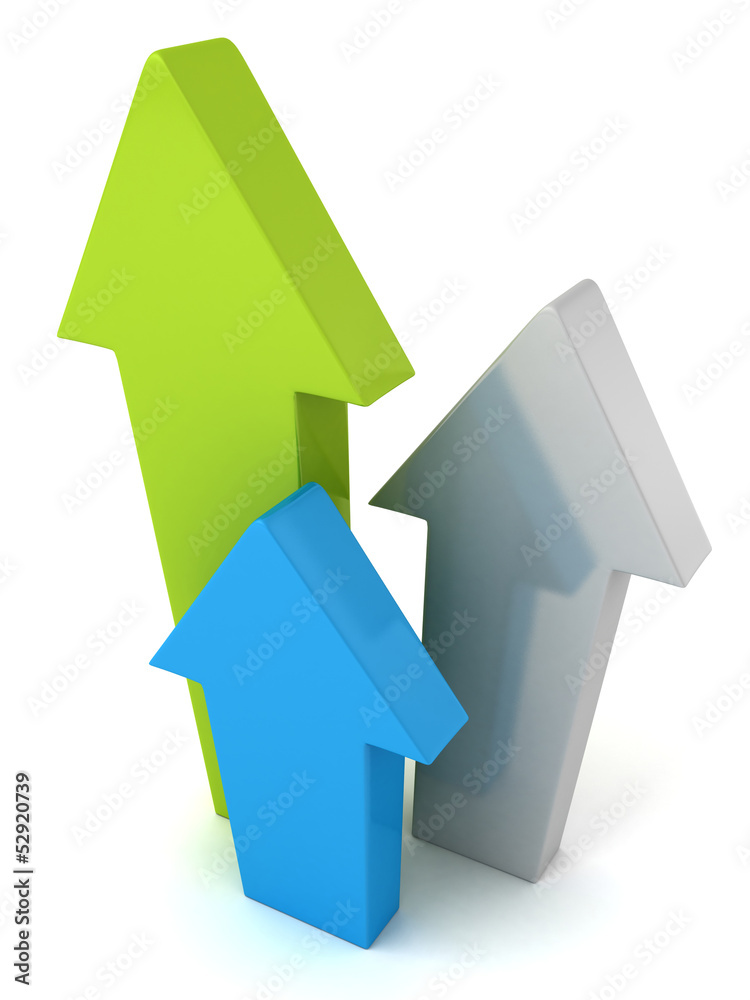 Three Colorful Arrows On White Background Three Colorful Arrows On White Background