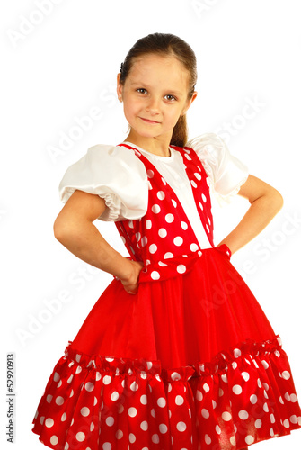 Obraz na płótnie The child dances in Russian dance costume w salonie