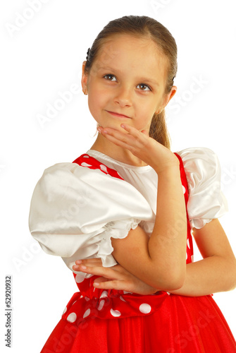 Obraz na płótnie The child dances in Russian dance costume w salonie