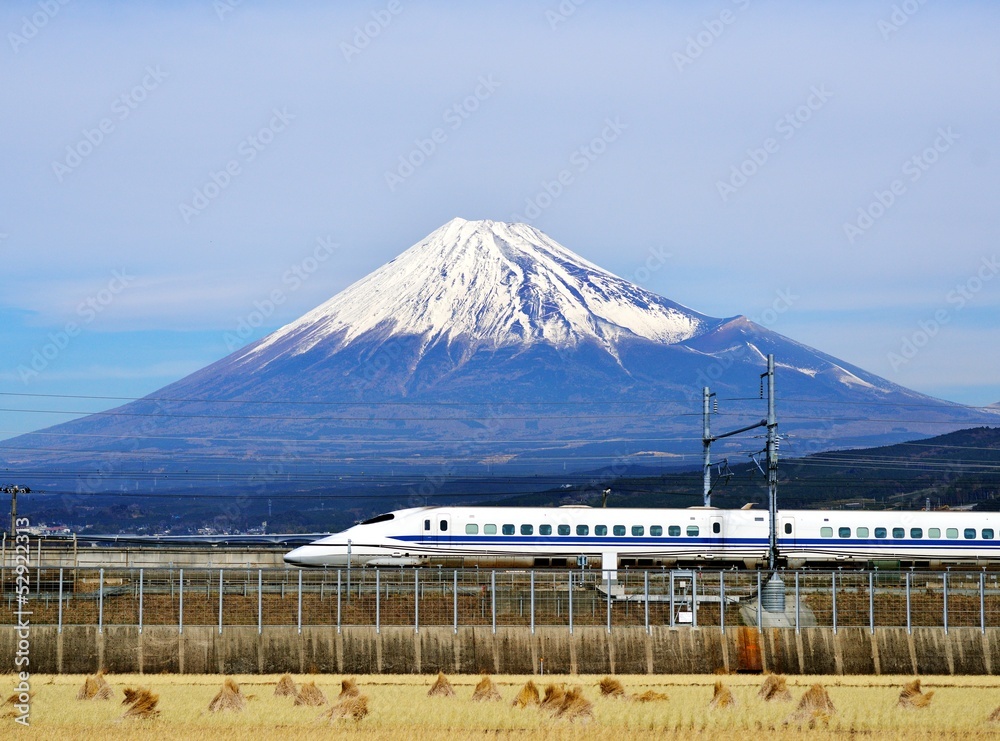Naklejka premium Mt. Fuji i Bullet Train