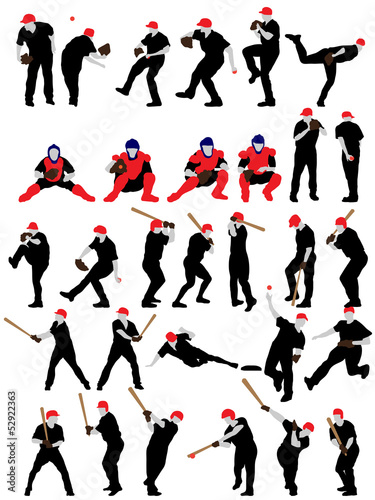 baseball silhouette set