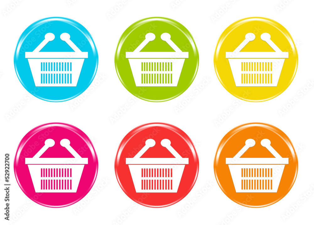 Iconos de cestas de la compra en varios colores
