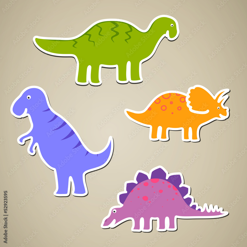 Vector Illustration of Cartoon Dinosaurs Vector Illustration of Cartoon Dinosaurs